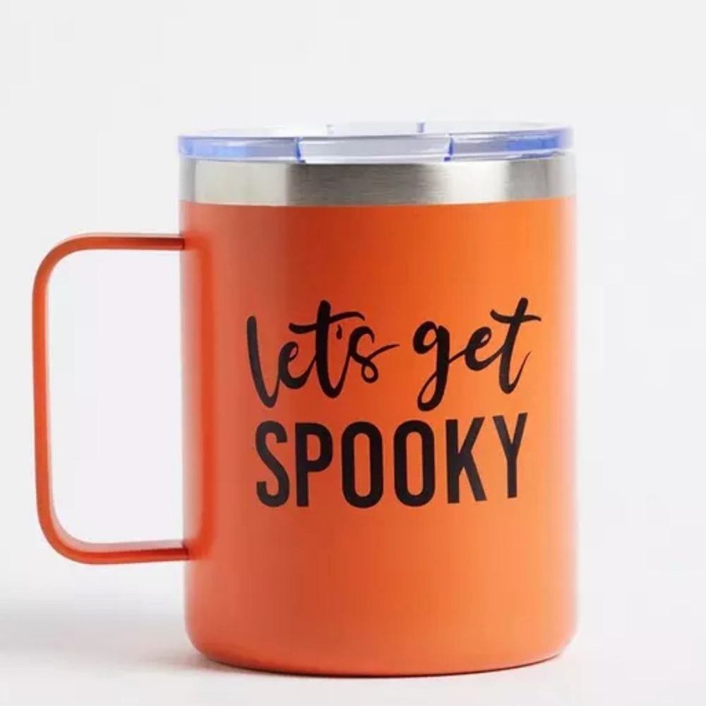TORRID Let’s Get Spooky Mug Tumbler with Lid Orange Black 12 oz NWT *Please read